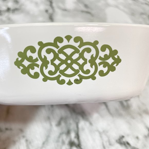 VTG Corning Ware Green Medallion Macrame 1 3/4 Cup Petite Baker Pan - Picture 4 of 7